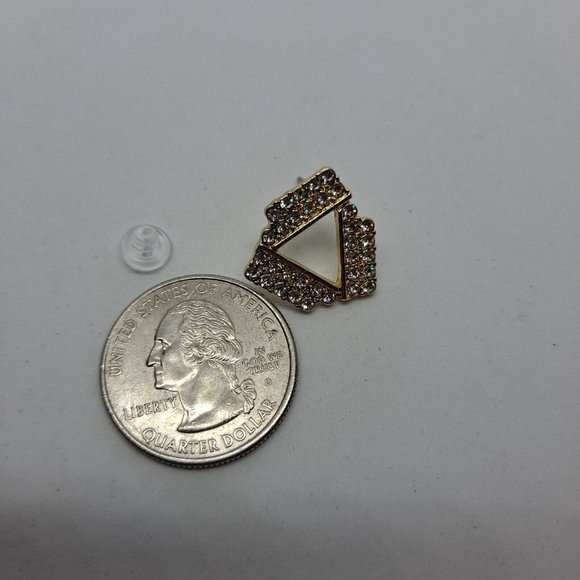 Earrings Triangle Bling Sparkle Gold Tone - Picture 7 of 10